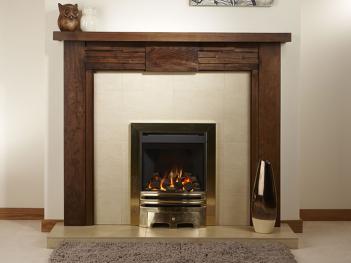 Image showing the Linear block with beige quartz tileset fire